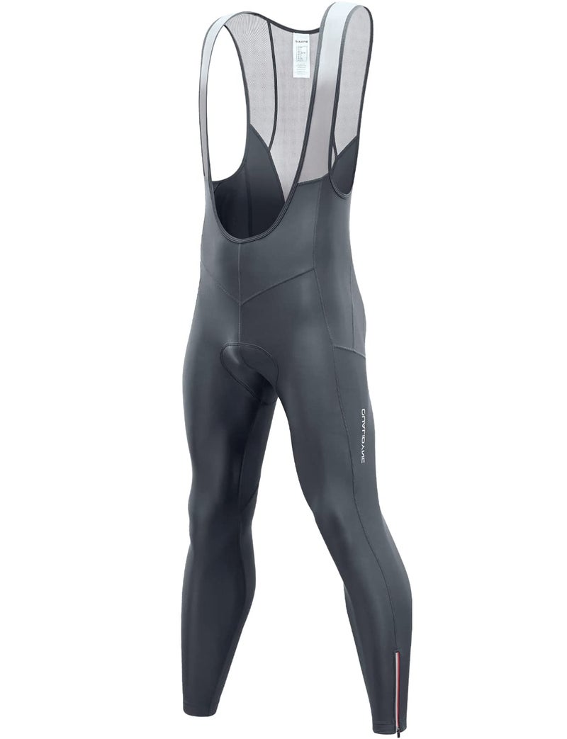 qualidyne Men's Thermal Cycling Bib Tights, 3D Padded, Fleece-Lined Winter Bike Leggings for Cold-Weather Riding - Image 1