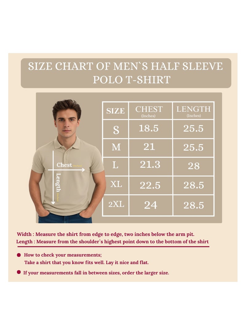 برينت شوب فور مي تي شيرت بولو رجالي من Interlock بقصّة عادية من القطن الخالص بأكمام قصيرة، 220 جرام لكل متر مربع، ألوان أساسية - Image 2