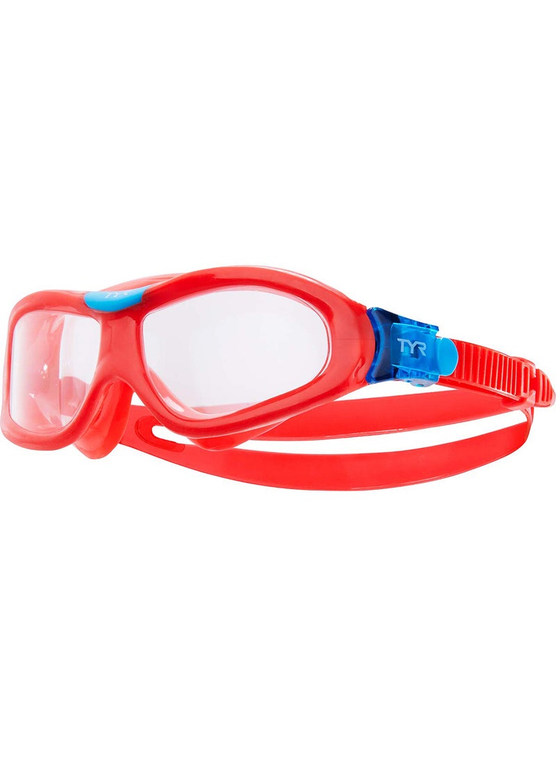 نظارات سباحة TYR Orion Swim Mask للأطفال (شفافة/حمراء)