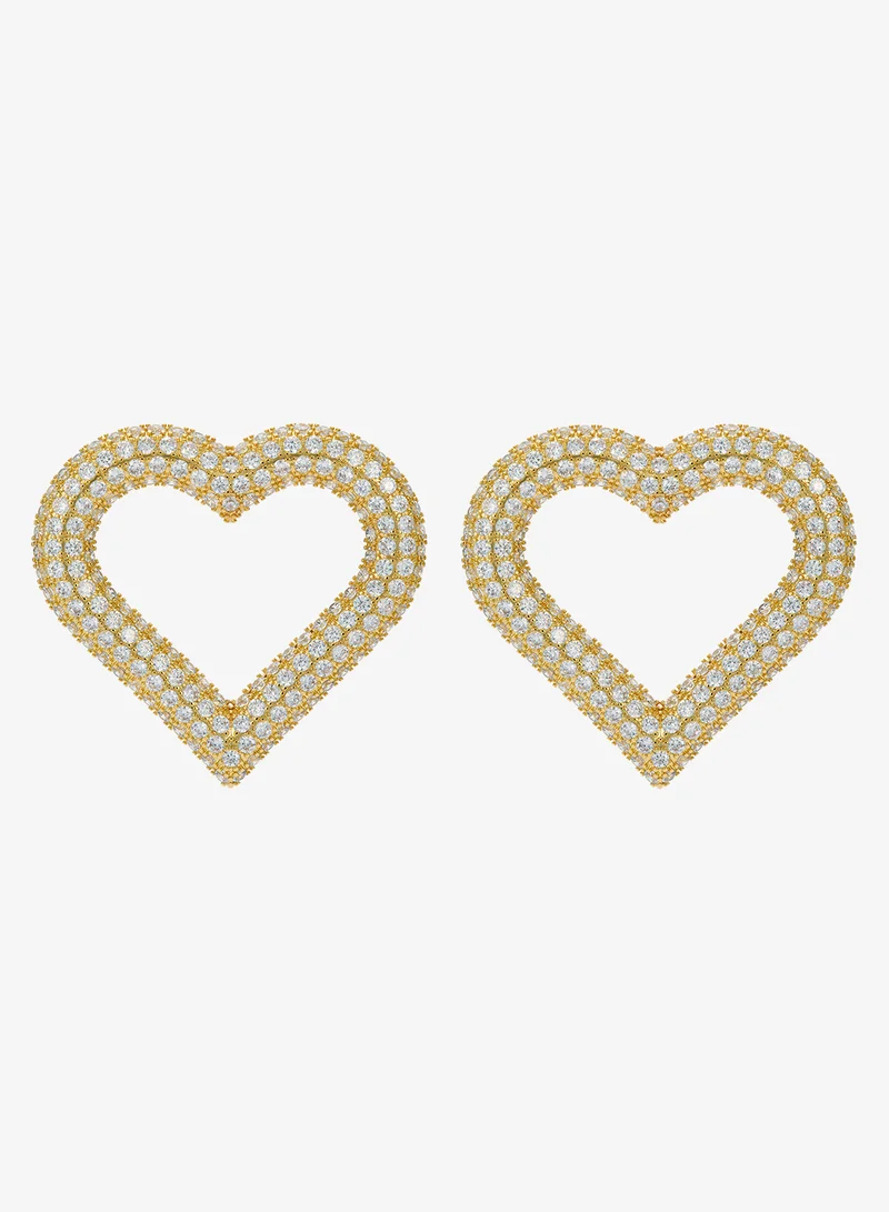 Statement Crystal Heart Stud Earrings