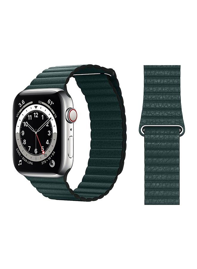 vesus Leather Replacement Band For Apple Watch Series 6/SE/5/4/3/2/1 Forest Green