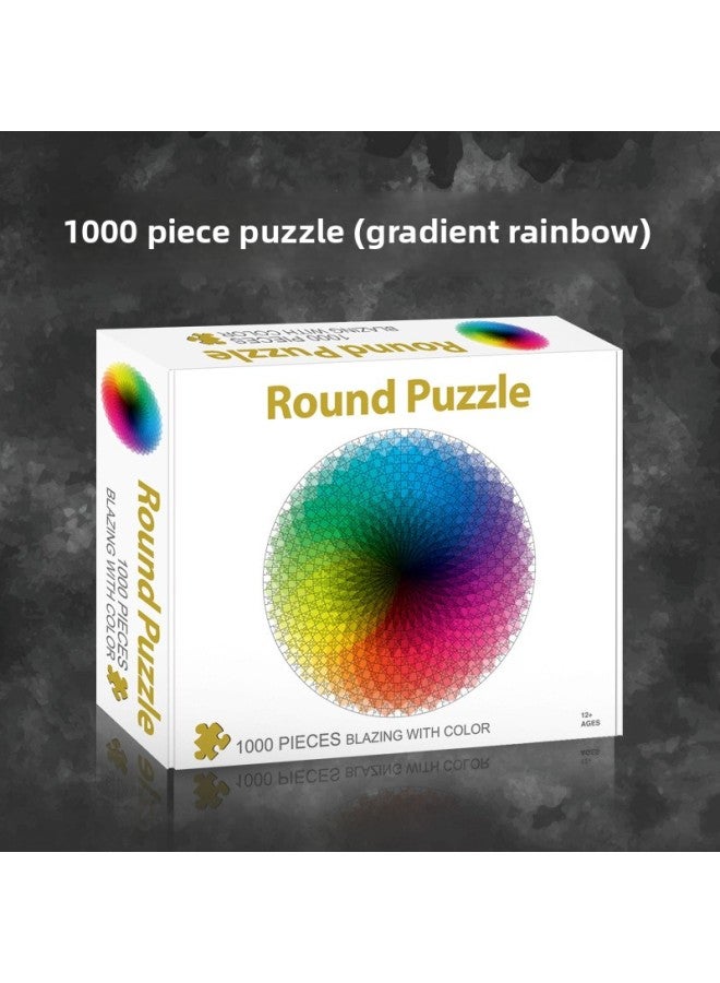 Adult 1000 Piece Jigsaw Round Thousand Color Rainbow Starry Sky Earth Starry Sky 3D Puzzle Science And Education Children's Toys-Color:7050-009 White Card Thickening 【Flowers And erflies】】 - Image 3