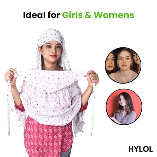 HYLOL Pure Cotton Innovative Stylish Heart Printed Pattern Fancy Scarf With Sun Protection Cover Face Cotton Mask for Women's and Girls (Heart), Female, Multicolour - Image 3