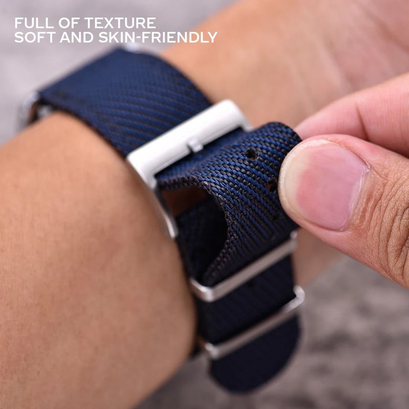 Bluejw MZDTIMK 20mm 22mm Adjustable Breathable Twill Striped Nylon Watch Band Soft Wristband - Replace Your Old Strap - Image 5