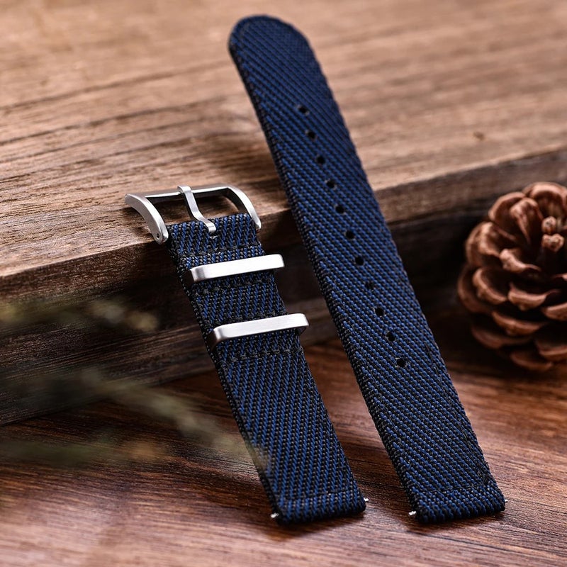 Bluejw MZDTIMK 20mm 22mm Adjustable Breathable Twill Striped Nylon Watch Band Soft Wristband - Replace Your Old Strap - Image 1