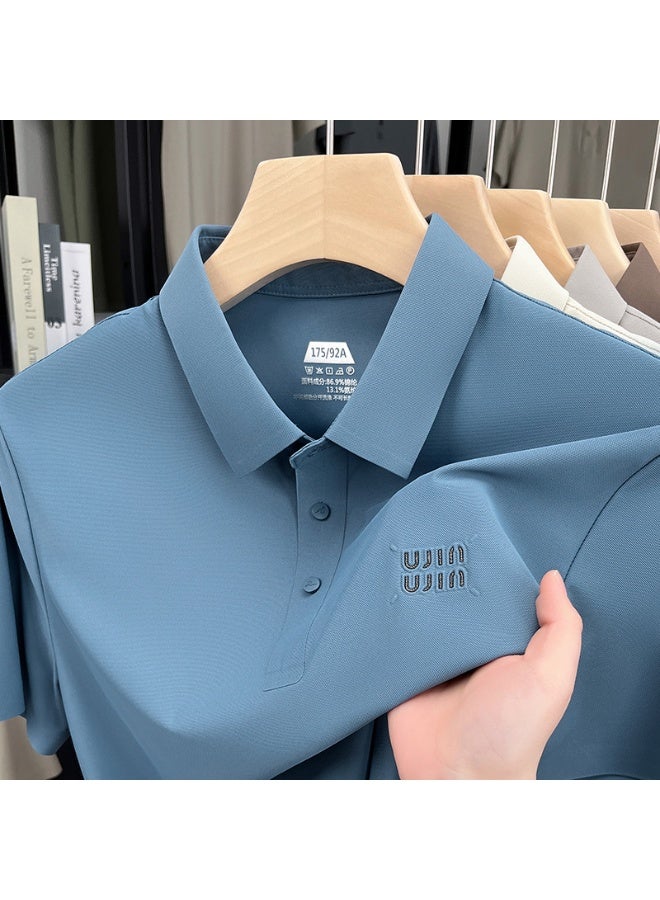 Uji High-End Short Sleeve Polo Shirt for Middle-Aged Men Casual Turn-down Collar Seamless Comfortable Summer Half Sleeve Top - Image 2
