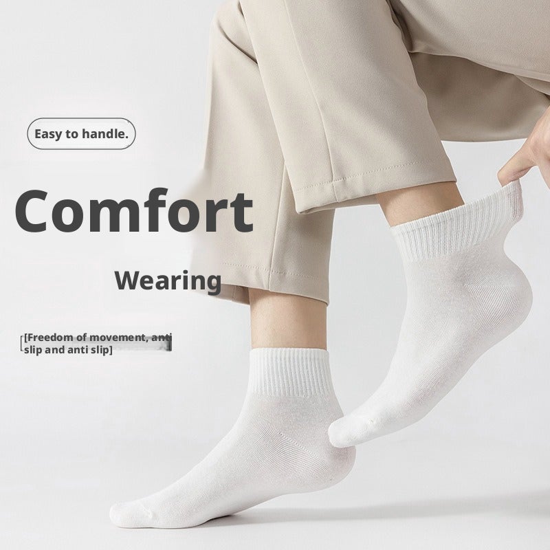 Men's Cotton Mid-Calf Socks Breathable Athletic Solid Color - Image 4