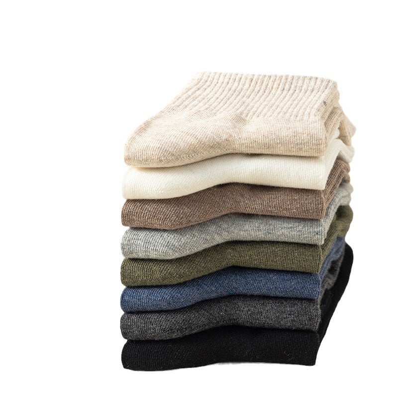 Men's Cotton Mid-Calf Socks Breathable Athletic Solid Color - Image 5