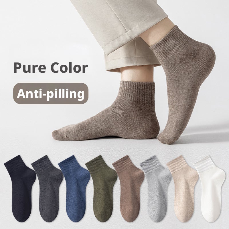 Men's Cotton Mid-Calf Socks Breathable Athletic Solid Color - Image 1