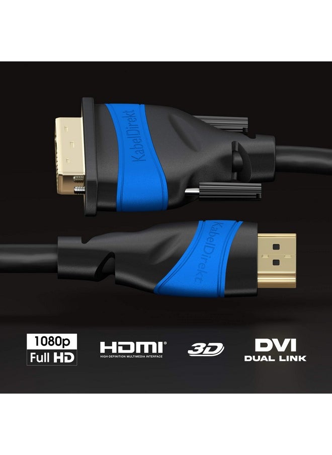 KabelDirekt - Hdmi Dvi Adapter Cable With A.I.S. Signalinterference Protection 15Ft (Bidirectional Dvid 24+1 Hdmi Monitor Cable Connect Hdmi Device To Dvi Monitor Or Vice Versa Full Hd 1080P) By Cabledirect - Image 1