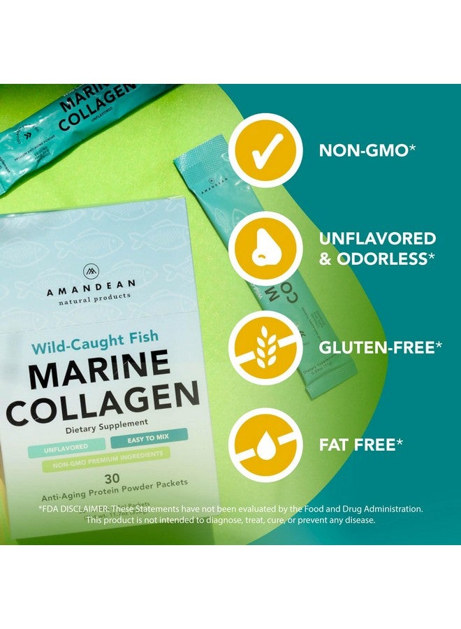 أماندين عبوات مسحوق ببتيدات الكولاجين البحرية من AMANDEAN. أسماك برية. 30 عبوة فردية للاستخدام مرة واحدة. للشعر والبشرة والأظافر. خالية من الكائنات المعدلة وراثيًا، خالية من الكربوهيدرات، غير منكه، عالية التوافر البيولوجي. - Image 2