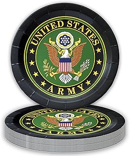 Havercamp Havercamp U.S. Army 9" Plates (24 pack)! 24 Lg. Dinner Plates in U.S. Army Crest. Officially Licensed U.S. Army Party  - Image 1