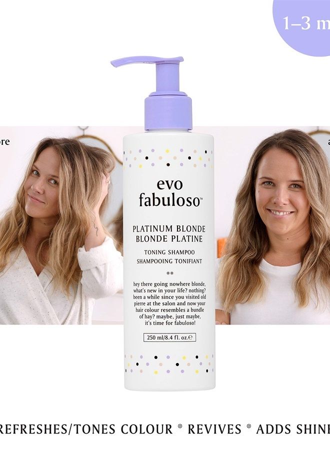 EVO Fabuloso - Platinum Blonde Toning Shampoo - Refreshes and revives colored hair - Purple Shampoo to Extended Life of Color - Treated Blonde Hair - 250ml / 8.4oz - Image 2