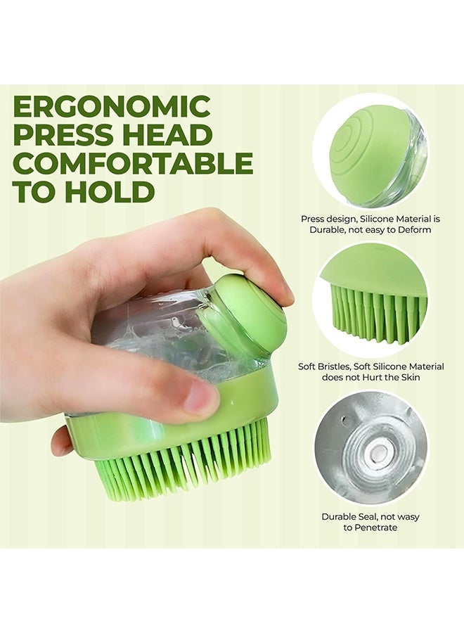 Multi-Functional Shower & Shampoo Massage Brush with Built-in Dispenser - Innovative Design Combines Deep Cleaning with Soothing Massage for Hair, Face & Body Care. for Men, Women & Kids (Light Green) - Image 5