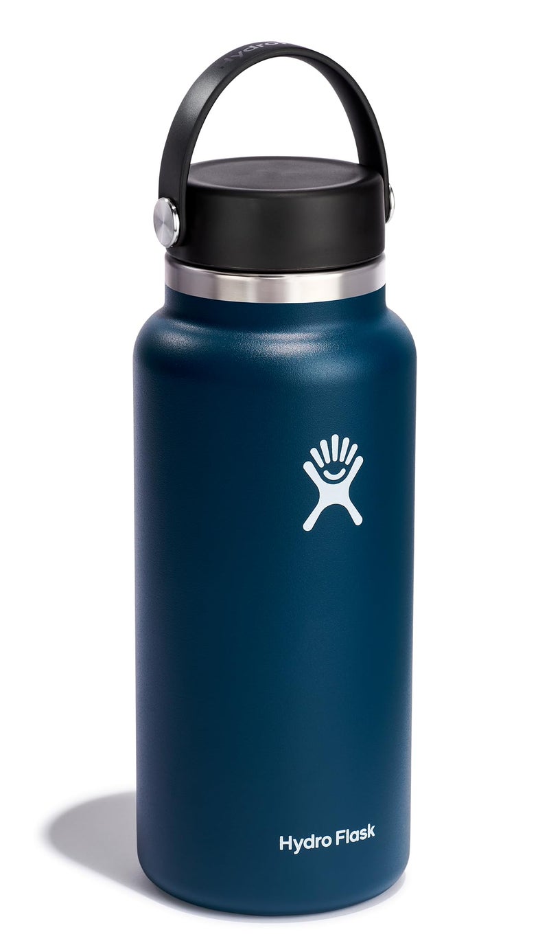 Hydro Flask Water Bottle - Insulated Stainless Steel - Wide Mouth Flex Lid, Non Spill, Leakproof and Refillable in 32 Oz Indigo Blue - Image 2