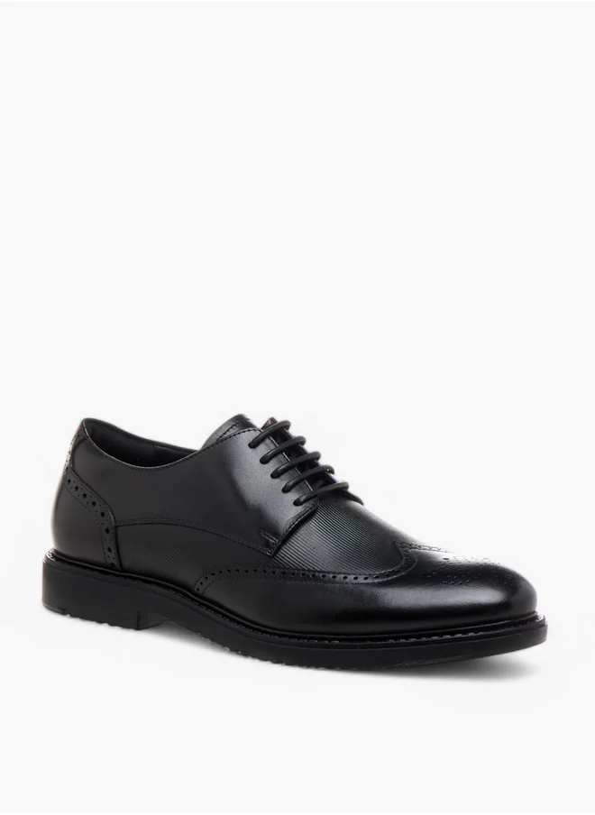 دوتشيني Men's Textured Lace-Up Derby Shoes