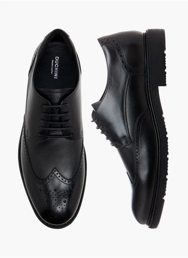 دوتشيني Men's Textured Lace-Up Derby Shoes