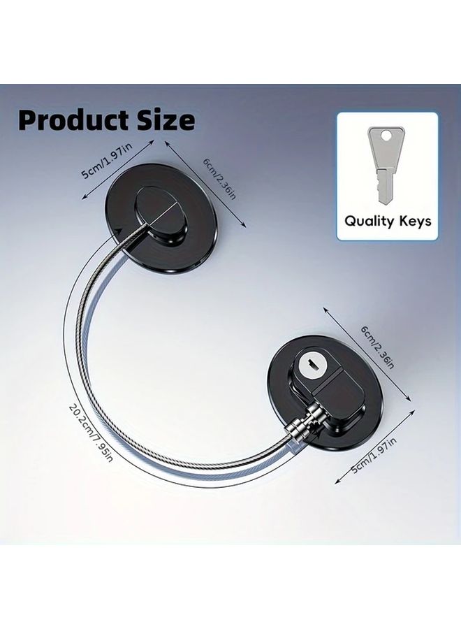 2 White Fridge Locks with Keys for Children and Adults Self Adhesive Latches for Double Doors Cabinets Drawers - Image 4