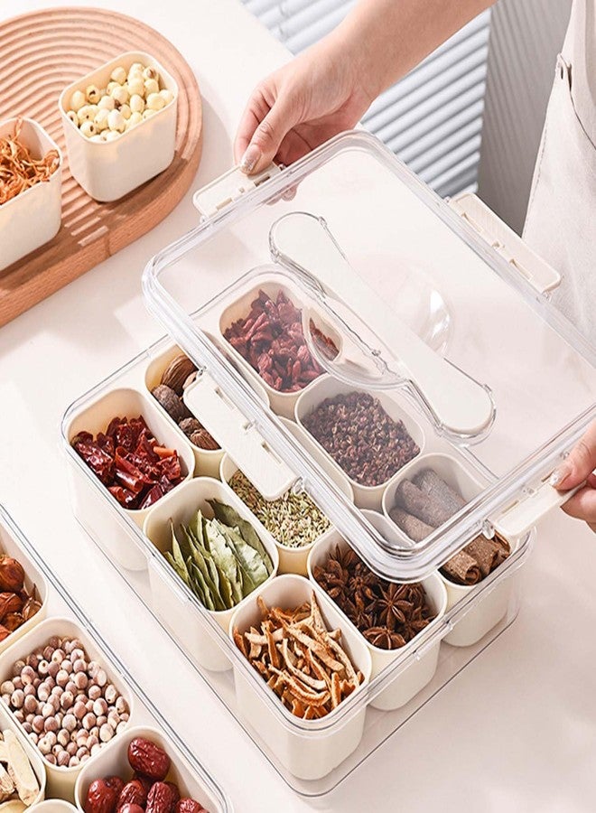 SILIVO Snackle Box Container - 9 Compartment Portable Divided Serving Tray with Lid and Handle,Clear Snack Organizer for Candy, Fruits, Nuts, Snacks - Perfect for Party, Travel and Entertaining - Image 5