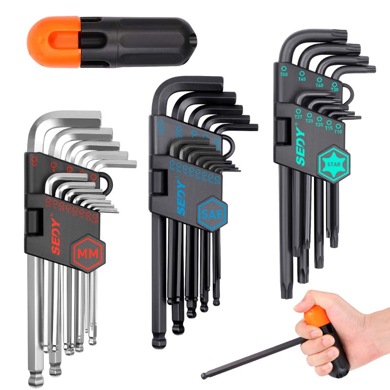 SEDY 36-Pieces Ultimate Allen Wrench Set, Premium Hex & Torx Key Set, SAE & Metric Hex, Ball End Torx Wrenches with Extra - Image 1