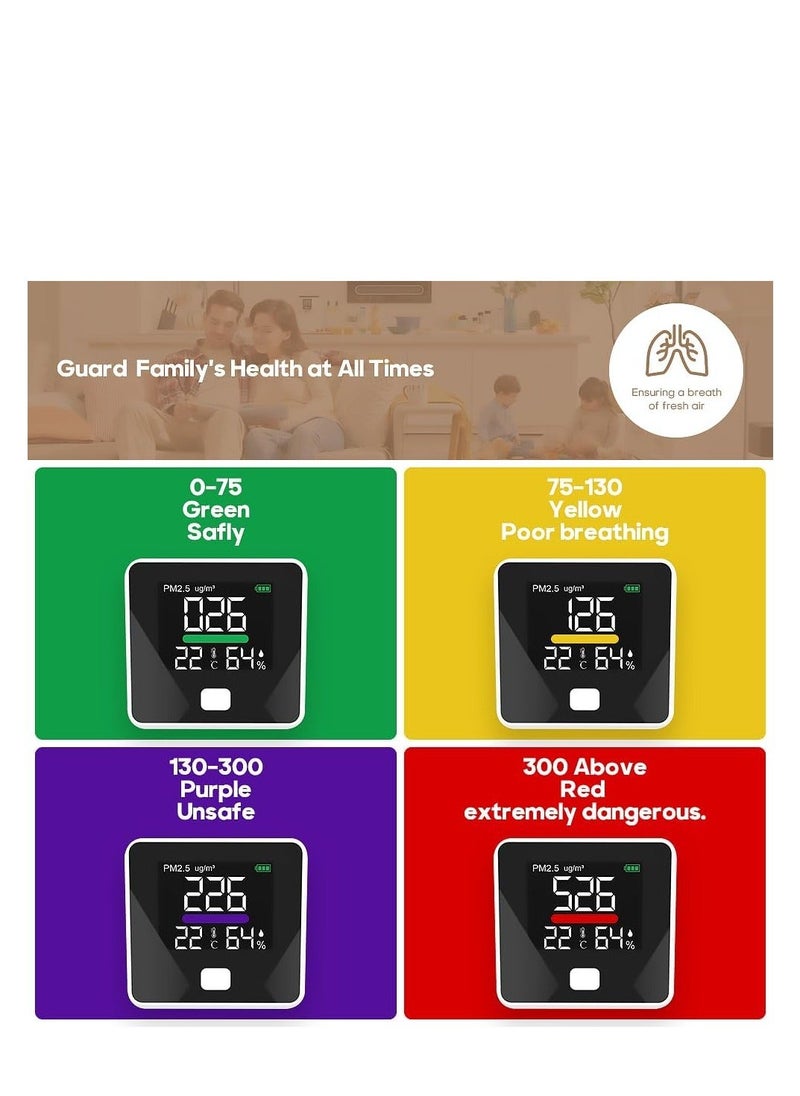 Y&D - PM2.5 Air Quality Monitor, Indoor Monitor Tester, Pollution Meter, Sensor Detector, Temperature and Humidity, Real-Time LED Display - Image 1