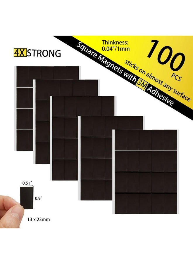 FCLUB Magnetic Squares - 100 Pieces Self Adhesive Magnetic Tape With 3M Strong Adhesive Backing - Peel & Stick Magnetic Sheets - Perfect For Diy, Art Projects, Whiteboards & Fridge Organization  - Image 1