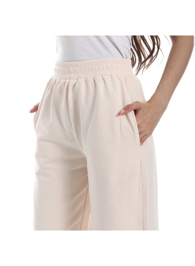 Coctail 19264-Wide Leg Pants-Beige - Image 4