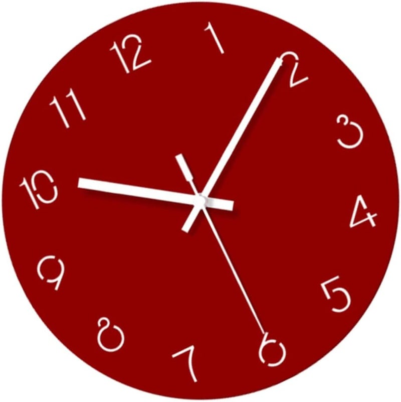 klarako 1pc Cool Clock D Red Wall Carving Battery Ultra-thin Stylish Leisure Creative Hanging Without Stereoscopic Decor Office Home for Modern - Image 1
