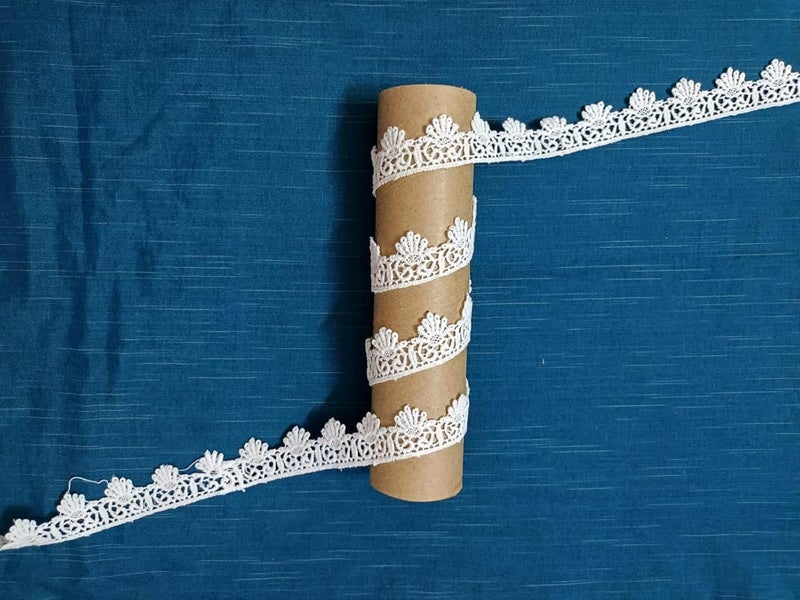 Swag White Cotton Lace & Border Used for Suits, Dresses, Embroidery, Curtains, Décor Combo (5MTR) - Image 1