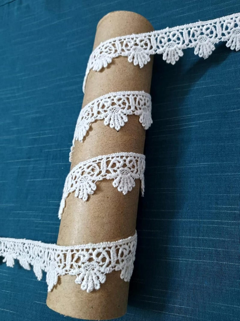 Swag White Cotton Lace & Border Used for Suits, Dresses, Embroidery, Curtains, Décor Combo (5MTR) - Image 4