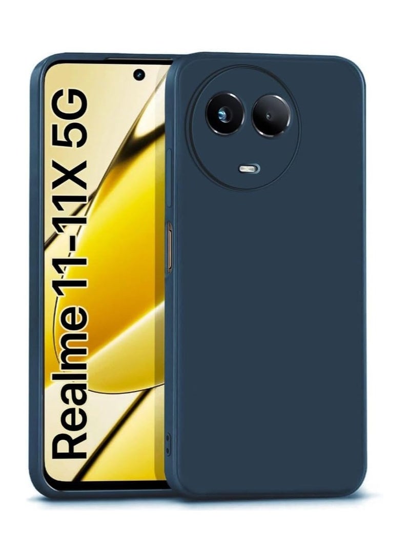 جراب Realme 11 5G | 11X 5G | جراب Realme C67، حماية للكاميرا مع جراب مطاطي من الجل السائل مع بطانة ناعمة من الألياف الدقيقة، غطاء واقٍ نحيف صلب مقاوم للصدمات (أزرق)