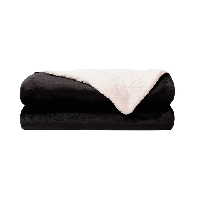 FLEECE BLANKET SHERPA THROWSOFT FUZZY TWIN BLANKETS FOR COUCHBLACK 60X80