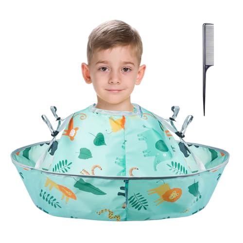 Lictin Haircut Capes Umbrella for Kids - Hair Cutting Haircut Cape Kids Waterproof Foldable Adjustment, Hairdressing Umbrella Cape Apron with 1PCS Black Comb - Image 1