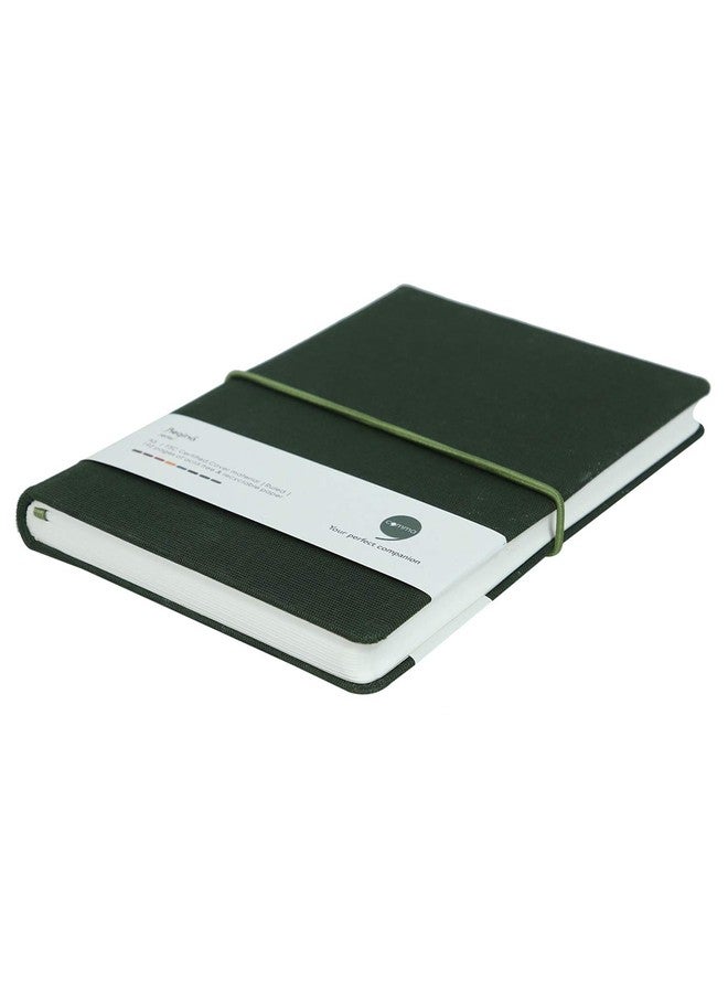 COMMA Regina - A5 Size - Hard Bound Notebook with a Horizontal Elastic Band Closure - 192 Pages - 80gsm Natural Shade Paper - Fabric Cover Material - (Dark Green) - Image 2