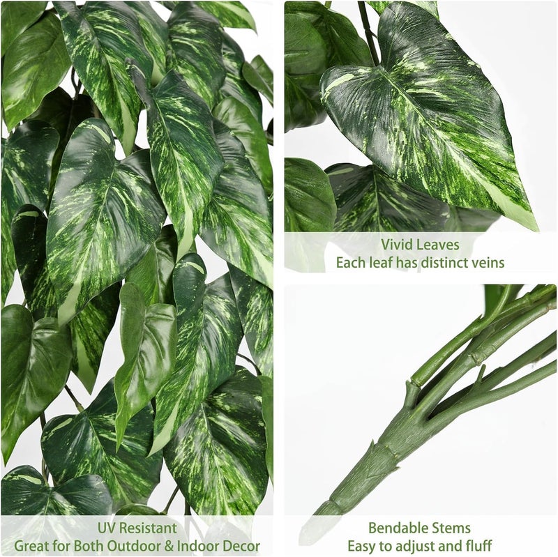 Villa Como 2 Packs UV Resistant Artificial Hanging Plants Outdoors & Indoors, 33" Large Fake Pothos Ivy Vines Plants Faux Monstera Hanging Greenery for Planter, Window Box, Porch, Patio, Garden, Balcony Decor - Image 2