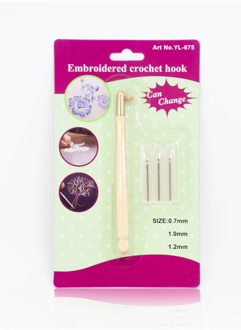 Generic Embroidered Crochet Hook with Three Needles  - Image 1