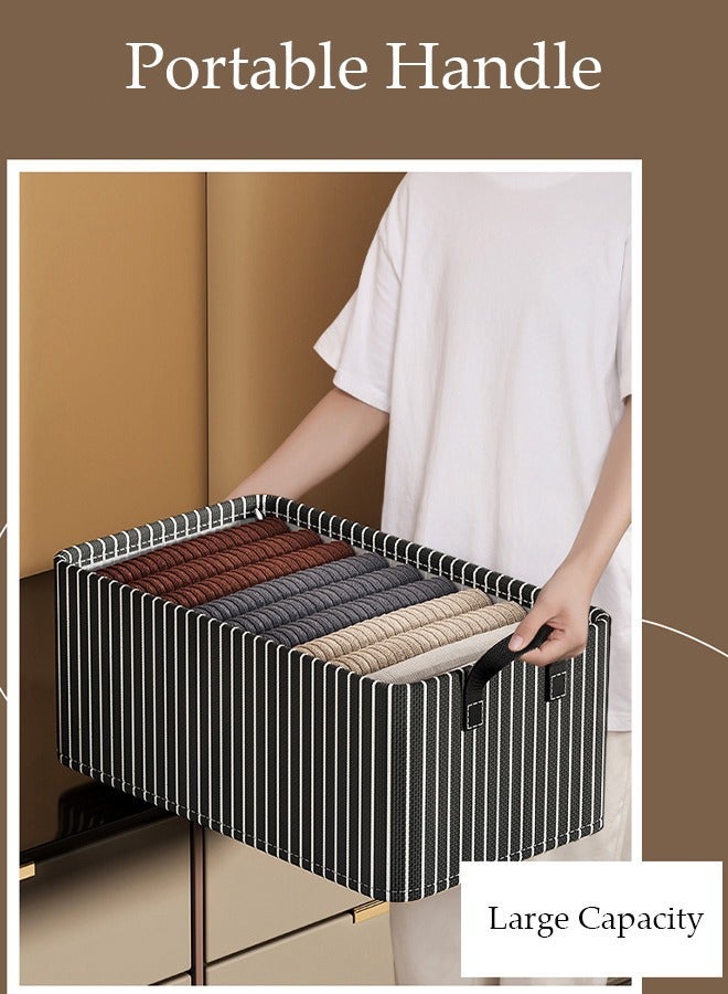 DUNISO 3 pieces wardrobe clothing storage box set, visible linen storage box, foldable wardrobe storage basket with metal frame, sturdy handle, clothes and toy storage box, washable storage box - Image 5