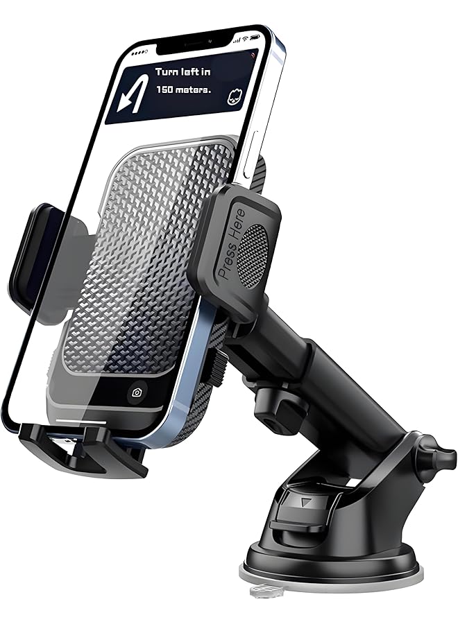 Green Tiger Car Phone Holder Mount | 360° Rotation & Telescopic Arm | Suction Cup for Dashboard/Windshield | Universal Anti-Shock Phone Stand for 4.7-7" Phones