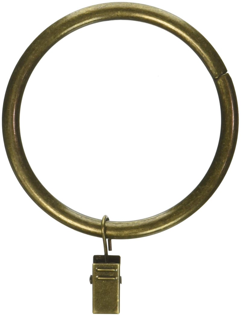 Rod Desyne Rod Desyne 193114 212 Curtain Rings with Clip Antique Brass 