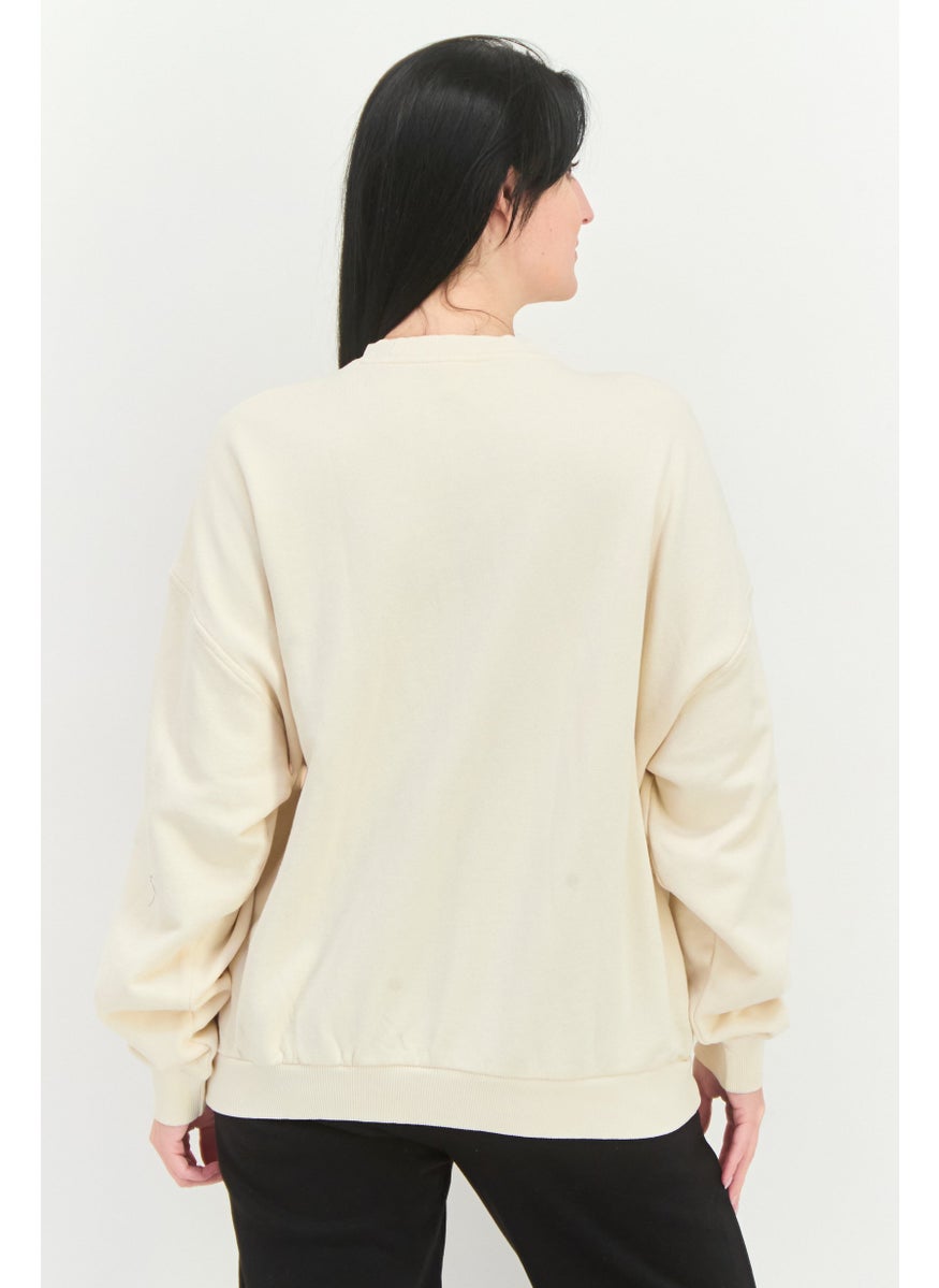 Reebok - Women Sportswear Fit Long Sleeves Running Sweatshirt, Beige - Image 1