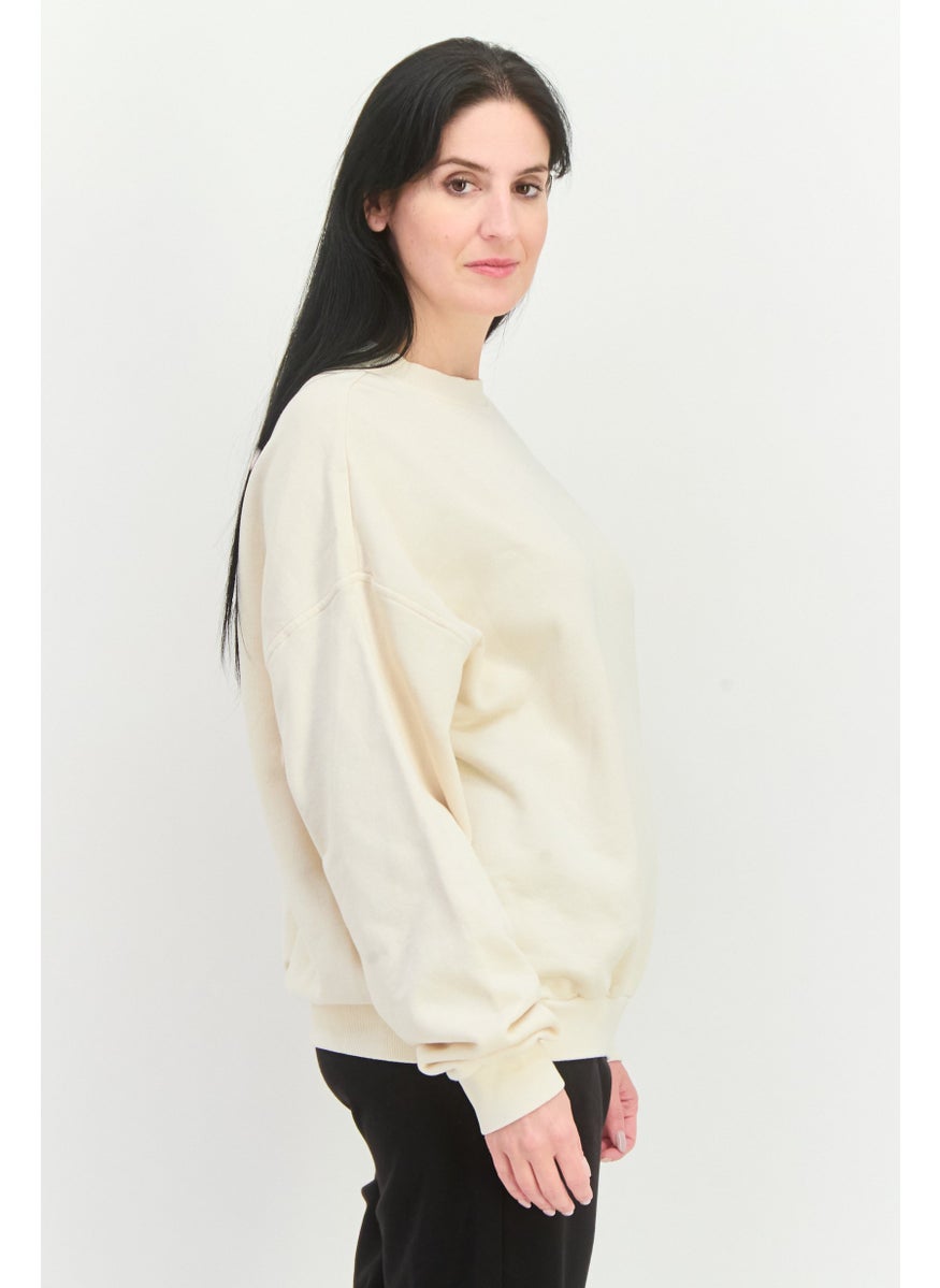 Reebok - Women Sportswear Fit Long Sleeves Running Sweatshirt, Beige - Image 1