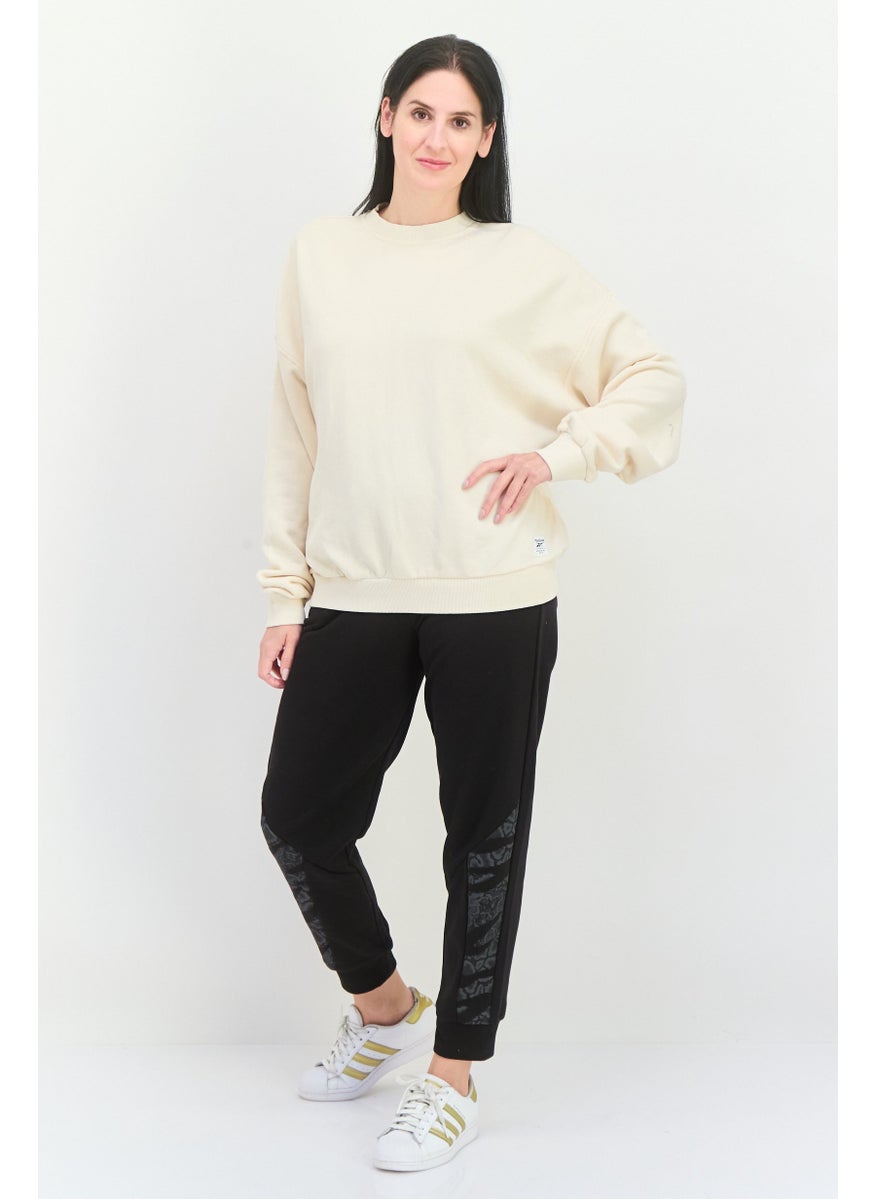 Reebok - Women Sportswear Fit Long Sleeves Running Sweatshirt, Beige - Image 1