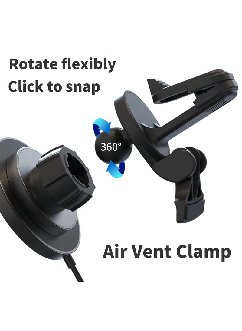 SOLARAE Magnetic Wireless Car Charger for MagSafe iPhones, 15W Air Vent Holder with 20W QC Charger - Fast Charging Solution for Your Vehicle. - Image 3