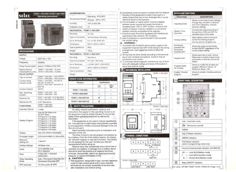 Selec Time Swich TS2M1-1-16A-230V - Image 4