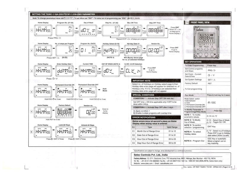 Selec Time Swich TS2M1-1-16A-230V - Image 5