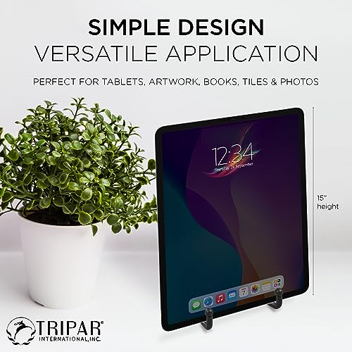 TRIPAR Decorative Scroll Rack, Large Black Display (8 Inch Depth) - Functions as Wall Rack or Tabletop Easel - Lightweight and Durable - Showcase Beautiful Plates, China, Artwork and More - Image 2