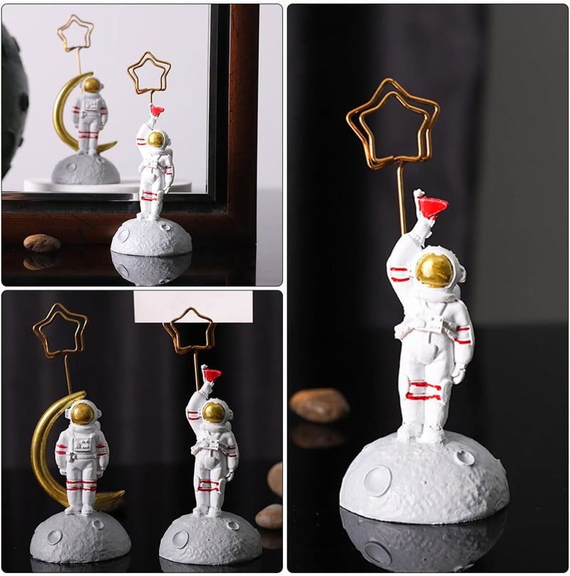 Resin Astronaut Figurine Photo Clip Holder Spaceman Desk Ornament for Bedroom Space Classroom Decor Random Color - Image 3