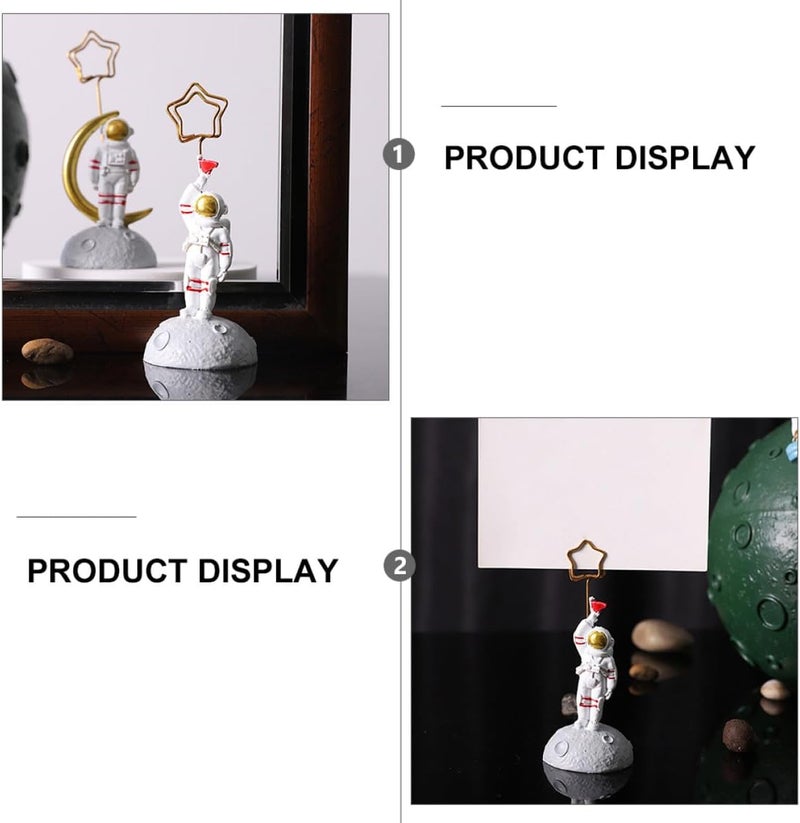 Resin Astronaut Figurine Photo Clip Holder Spaceman Desk Ornament for Bedroom Space Classroom Decor Random Color - Image 2
