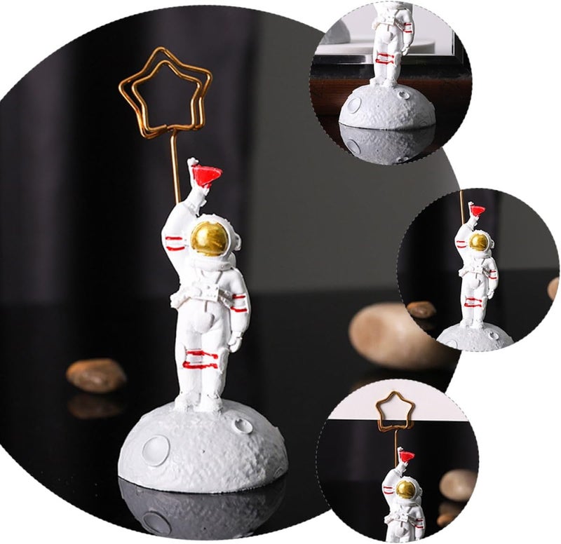 Resin Astronaut Figurine Photo Clip Holder Spaceman Desk Ornament for Bedroom Space Classroom Decor Random Color - Image 5