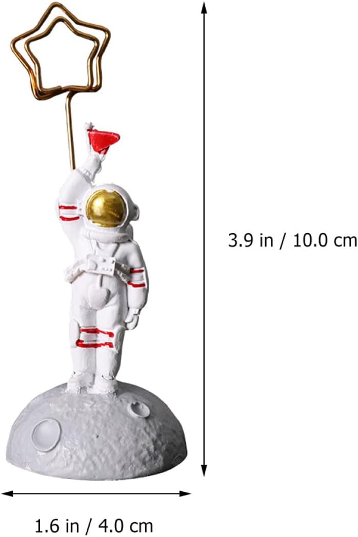Resin Astronaut Figurine Photo Clip Holder Spaceman Desk Ornament for Bedroom Space Classroom Decor Random Color - Image 1